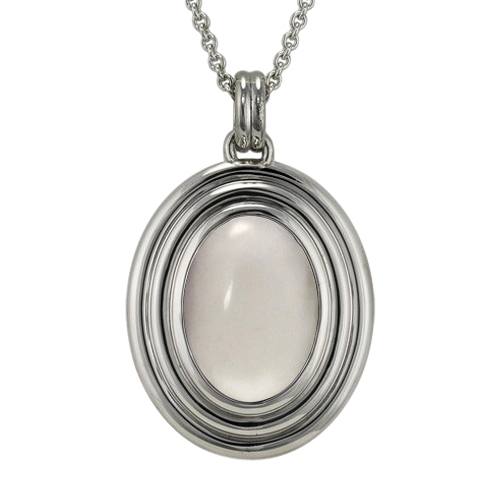 White Quartz Ribbed Cremation Pendant